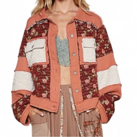 POL / New Patchwork Quilted Jacket / Boho Floral Winter jacket Boutique - Picture 3 of 13